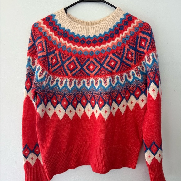 St. John's Bay Red and Blue Geometric Women's Sweater - Picture 1 of 4